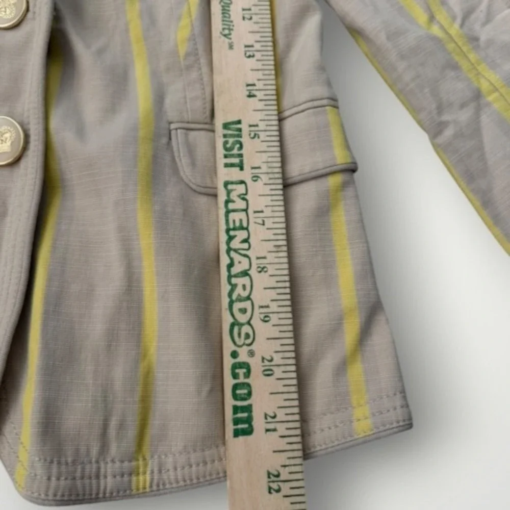 Juicy Couture Blazer Women 6 Tan Yellow Striped Y2K Light Academia Old Money